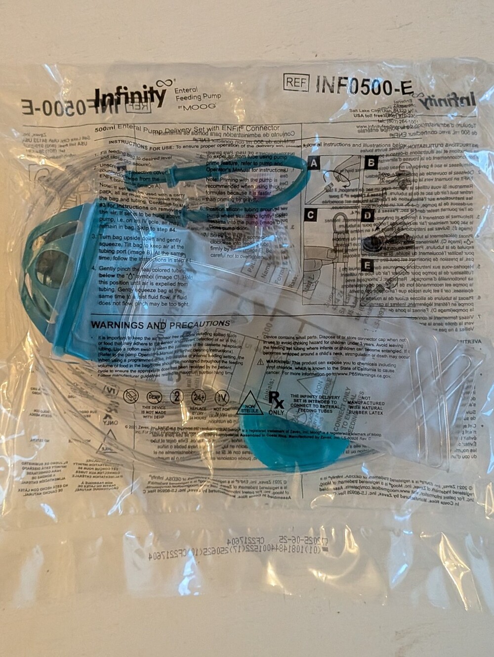 85 Bags--Infinity Enteral Pump Delivery Set With ENFit Connector